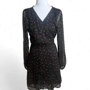Abercrombie & Fitch Floral Wrap Dress with Bishop Sleeves